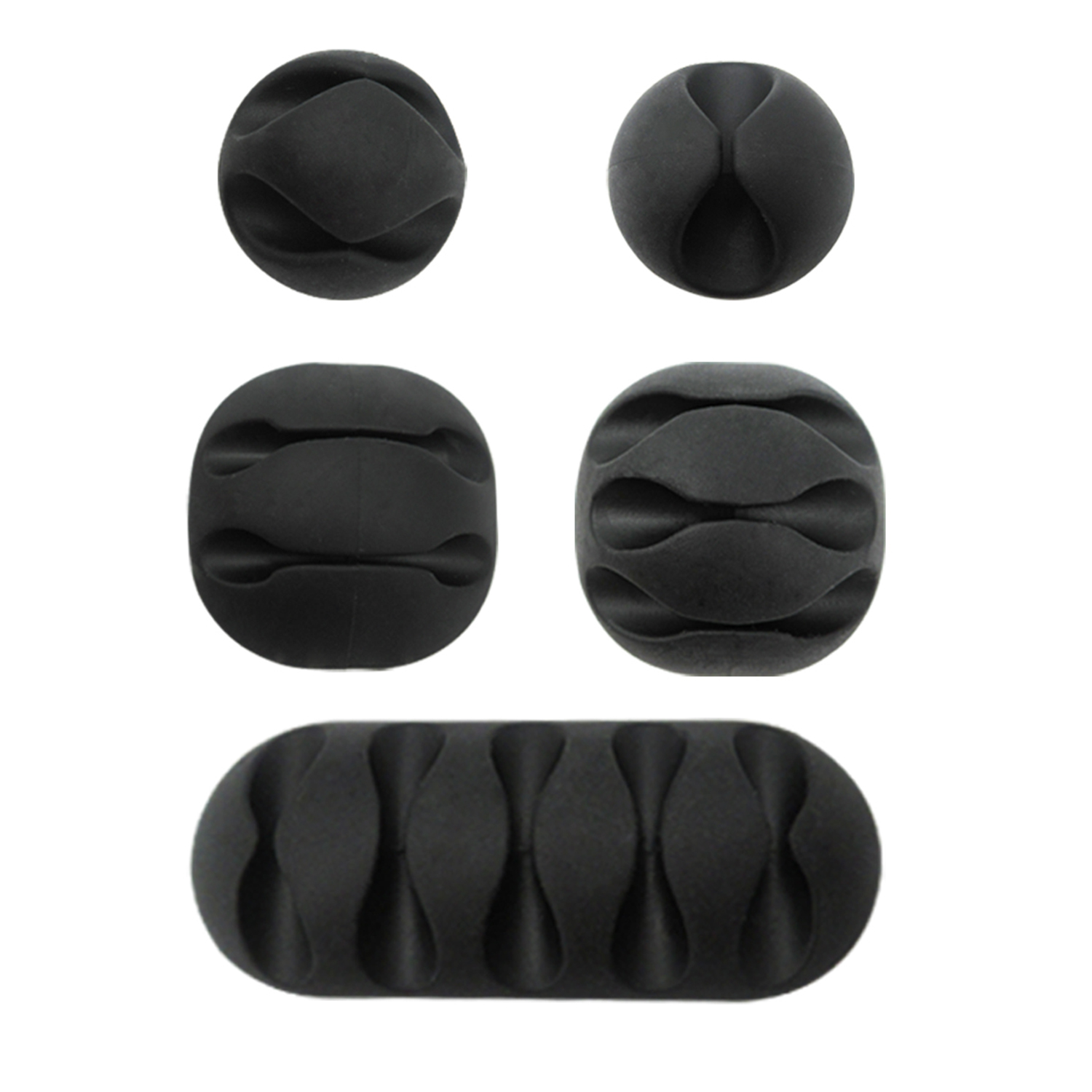 Factory wholesale 10pcs/bag black different shape adjustable office USB desktop cable holder silicone cable clips cord holder